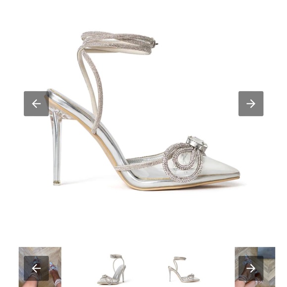 Cult of Coquette Ella Double Bow Clear Glass heels size 6 with Crystal ankle tie - Picture 2 of 6